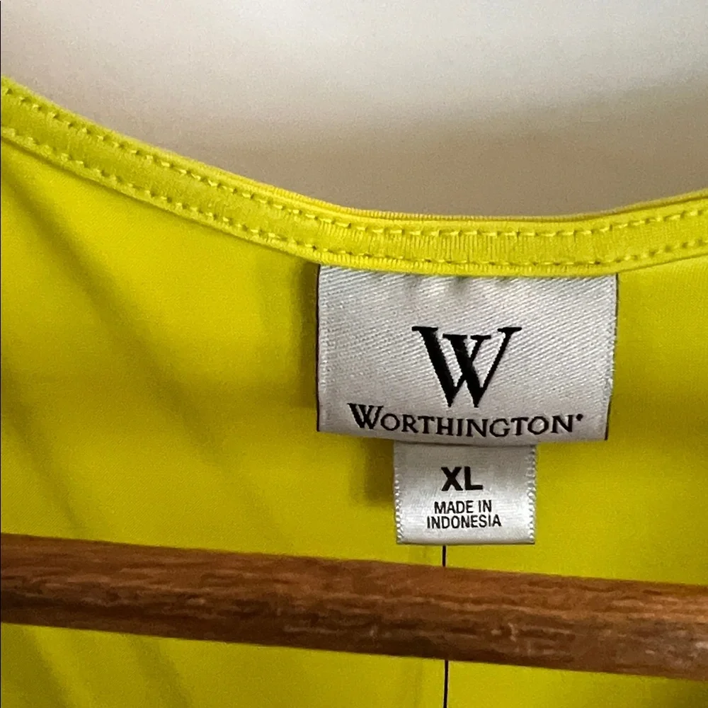 Worthington Bright Yellow Sleeveless Wrap-Style Blouse - Picture 2 of 5
